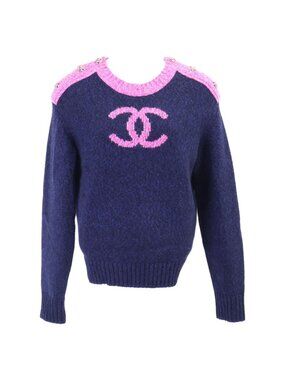 Chanel CC Logo Cashmere Knit Sweater 36